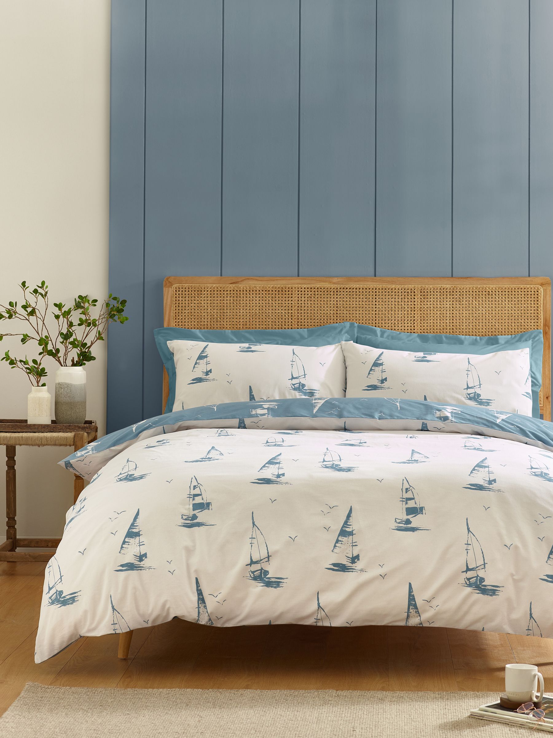 Rackhams Blue Salcombe Boats Reversible Duvet Cover Set Soft - Single - Soft - Image 3