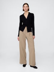 Gap Beige 365 Low Rise Pleated Wide Leg Trousers - Image 4 of 6