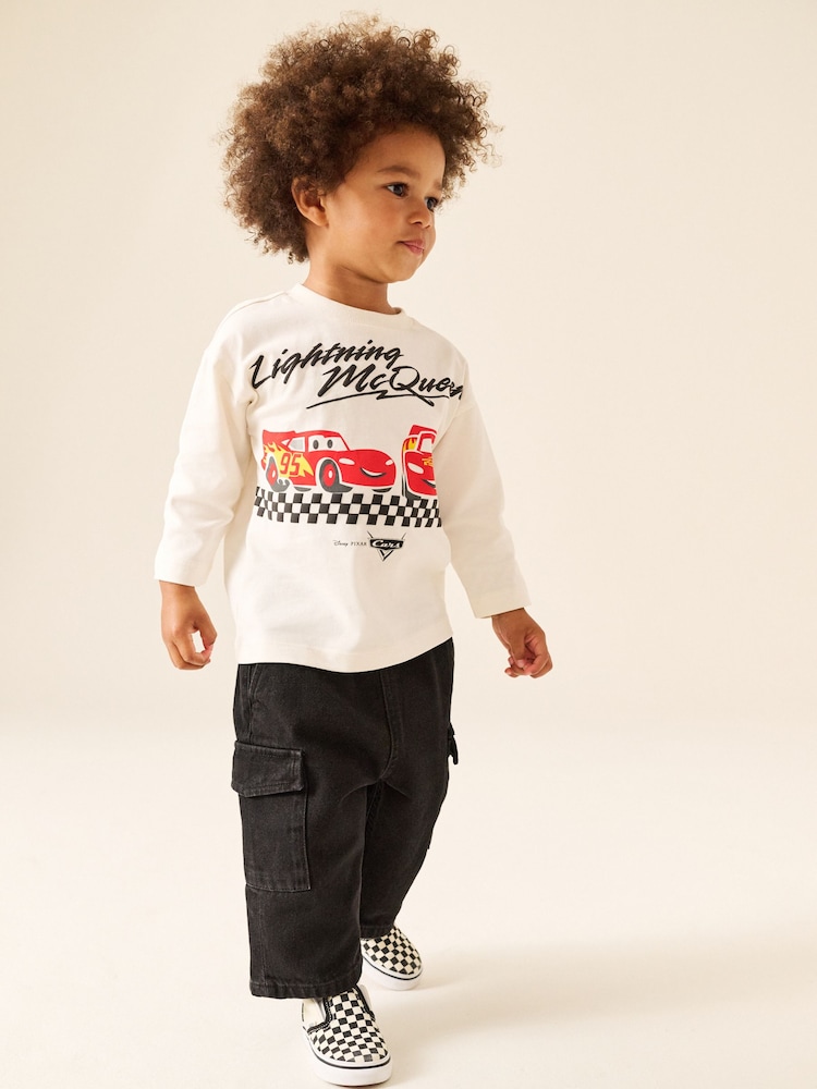 Ecru - T-Shirt na long sleeve ng Mga Kotse (9mths-8yrs) - Larawan 2 ng 3