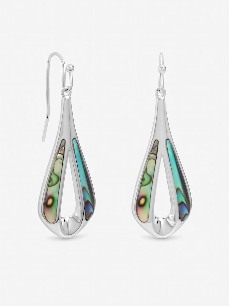 Simply Silver 925 Sterling Silver Abalone Fishhook Earrings - Image 2 of 2
