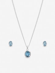 Simply Silver Blue Topaz Oval Bezel Set Gift Box - Bild 2 von 2