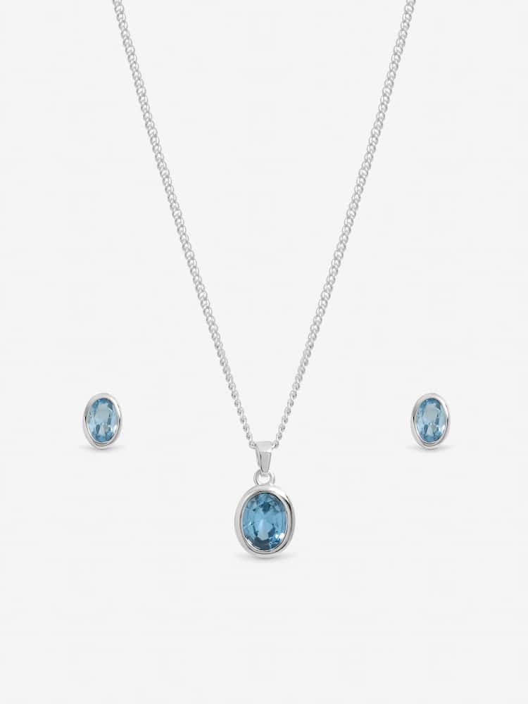 Simply Silver Blue Topaz Oval Bezel Set Gift Box - Bild 2 von 2