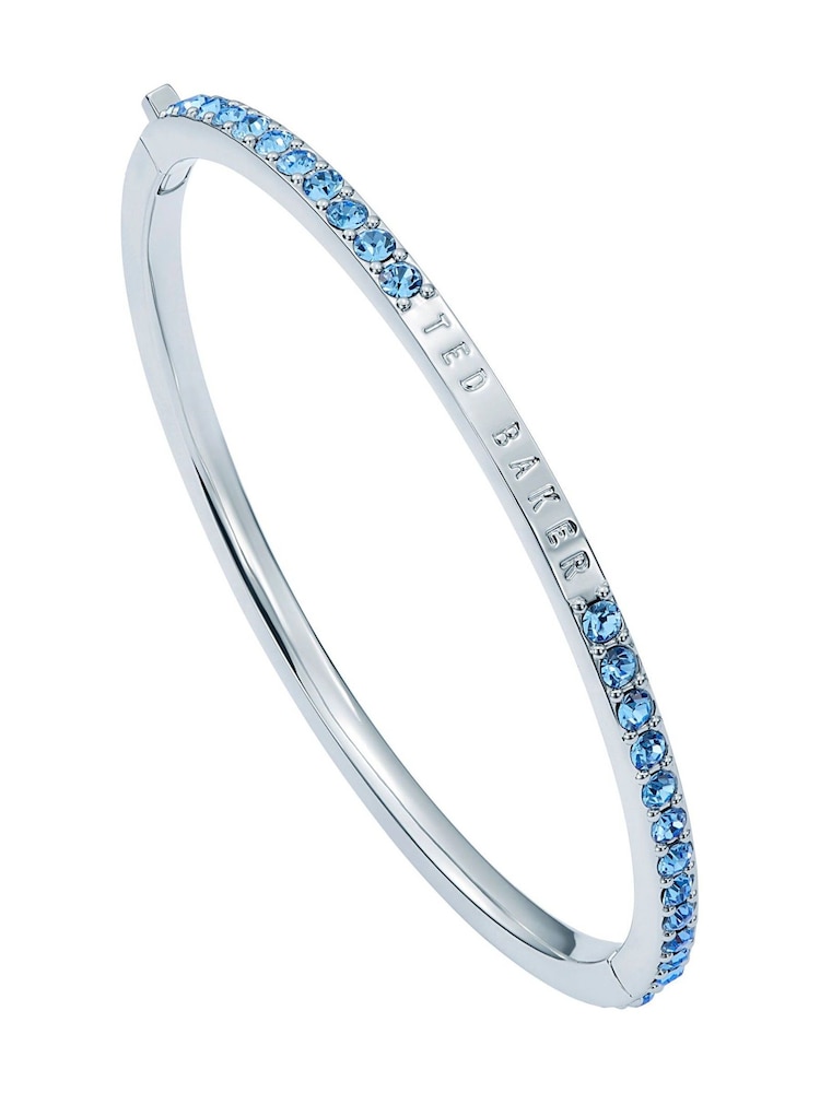 Ted Baker Silver Tone/Light Blue Claudia Narrow Crystal Hinged Bangle Bracelet - Image 1 of 5 Ted Baker Silver Tone/Light Blue Claudia Narrow Crystal Hinged Bangle Bracelet - Image 1 of 5
