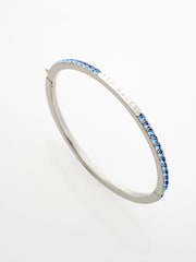 Ted Baker Silver Tone/Light Blue Claudia Narrow Crystal Hinged Bangle Bracelet - Image 2 of 5