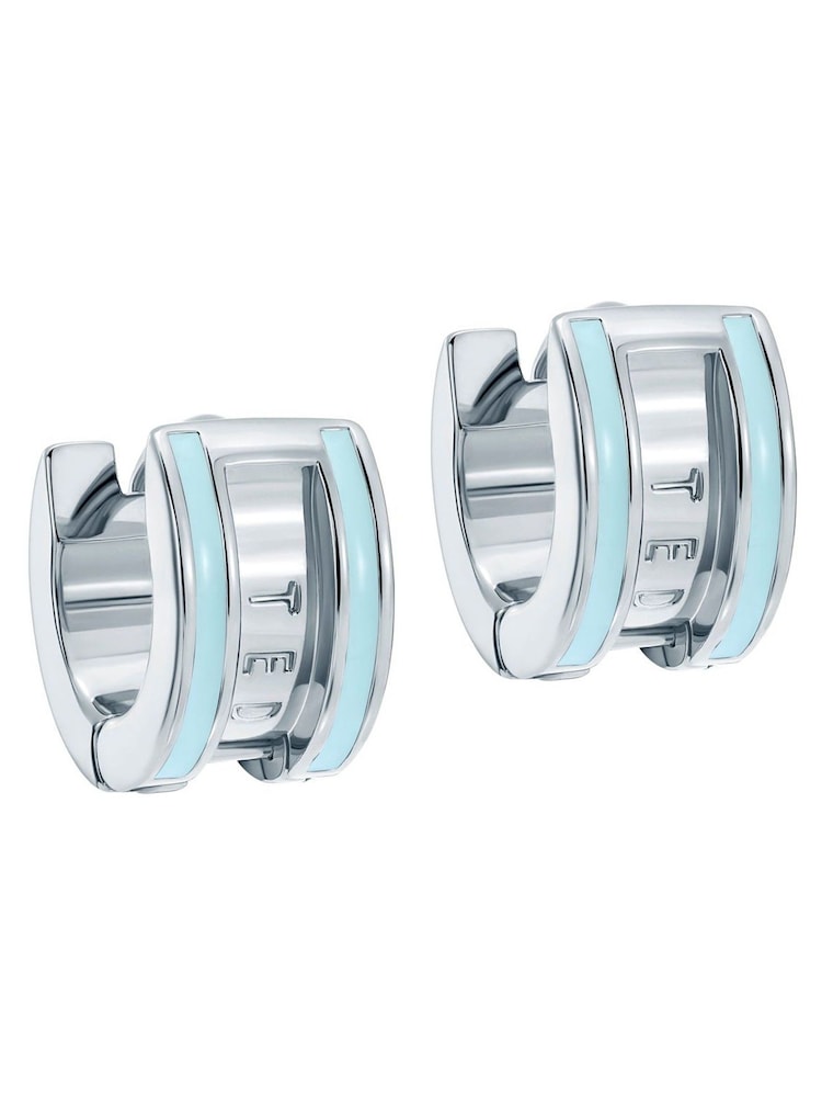 Ted Baker Silver Plated ROLO Classic Colour Enamel Roll Huggie Earrings - Image 1 of 5
