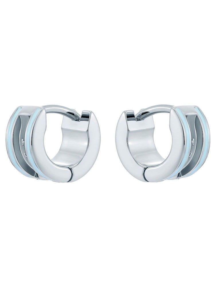 Ted Baker Silver Plated ROLO Classic Colour Enamel Roll Huggie Earrings - Image 2 of 5