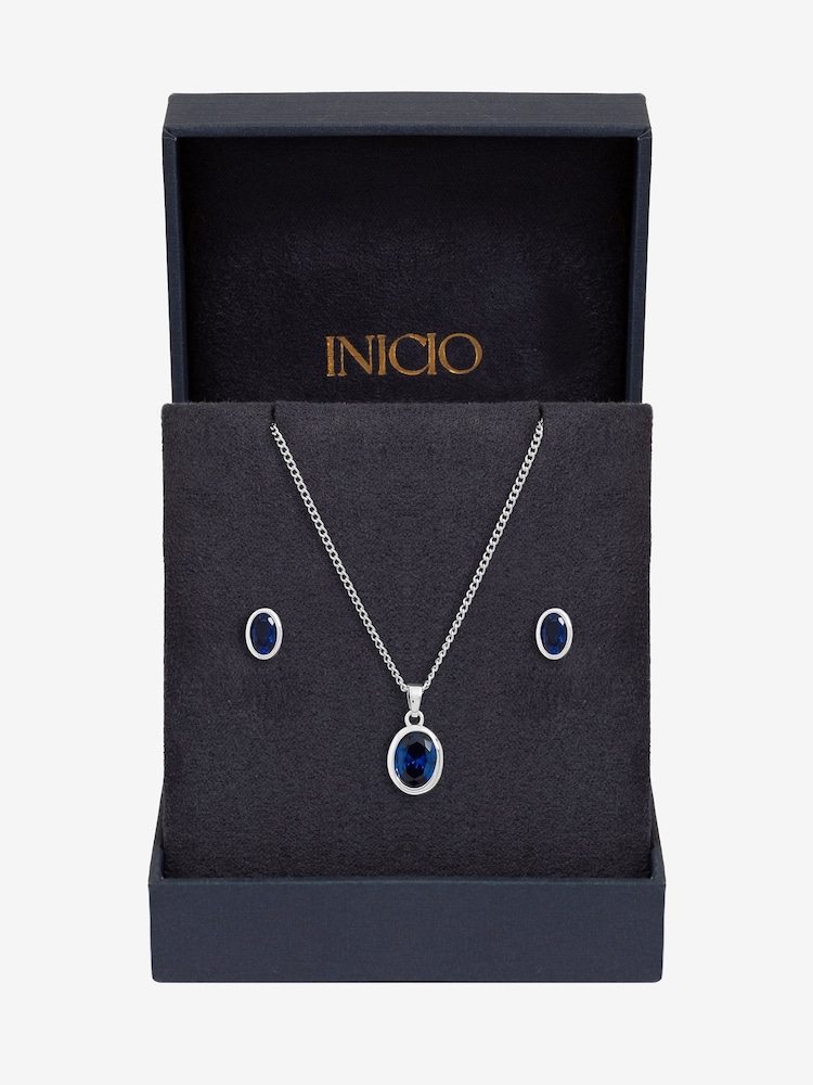 Simply Silver Sapphire Oval Bezel Set Gift Box - Bild 1 von 2