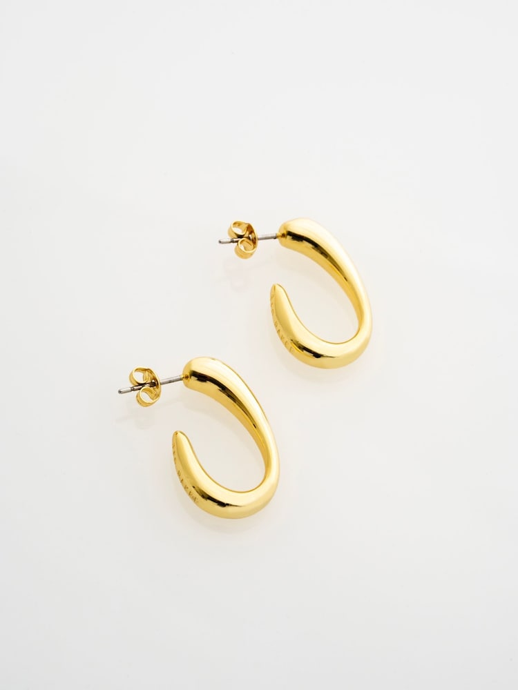 Ted Baker Gold Tone CORIE Contour Hoop Earrings - Image 2 of 5 Ted Baker Gold Tone CORIE Contour Hoop Earrings - Image 2 of 5