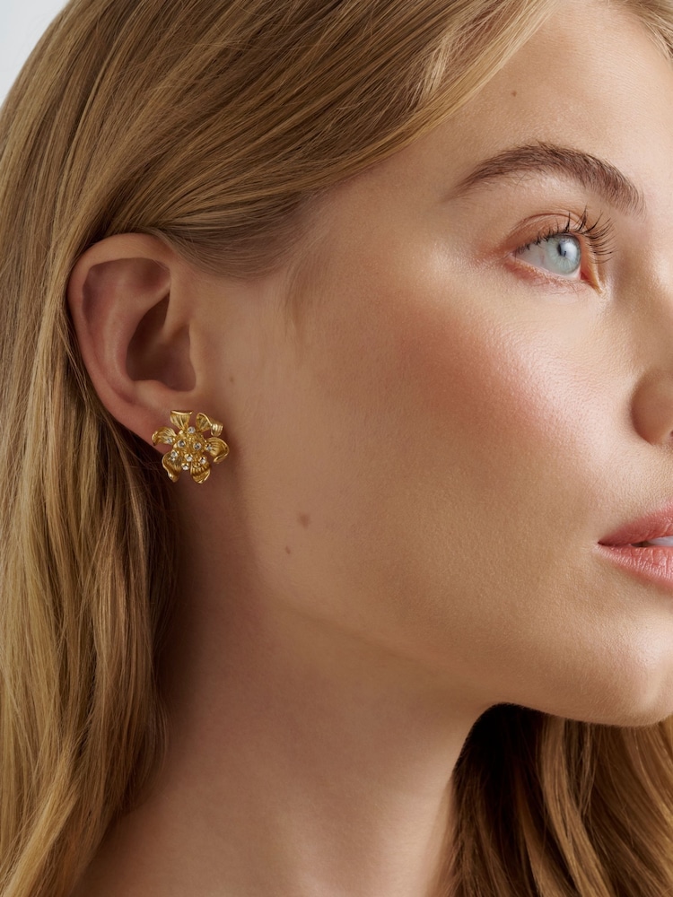 Ted Baker Gold Tone FUTURA Furled Flower Stud Earrings - Image 1 of 5