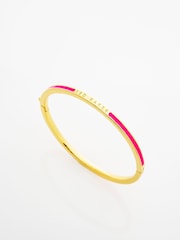 Ted Baker Gold Tone/Hot Pink Roley Classic Colour Enamel Slim Bangle Bracelet - Image 3 of 5