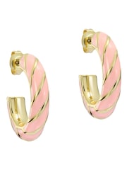 Ted Baker Gold Tone/Light Pink TIFFANY: Twist Enamel Hoop Earrings - Image 3 of 4