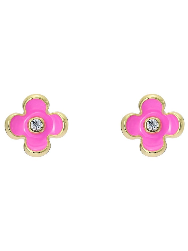 Ted Baker Gold Tone/Hot Pink & Crystal GAYLA Garland Stud Earrings - Image 2 of 4