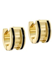 Ted Baker Gold Tone/Black Plated ROLO Classic Colour Enamel Roll Huggie Earrings - Image 1 of 5