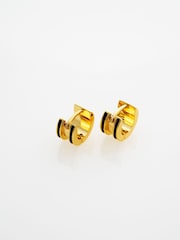Gold Tone/Black - Ted Baker Plated ROLO Classic Colour Enamel Roll Huggie Earrings - 图片3 / 5
