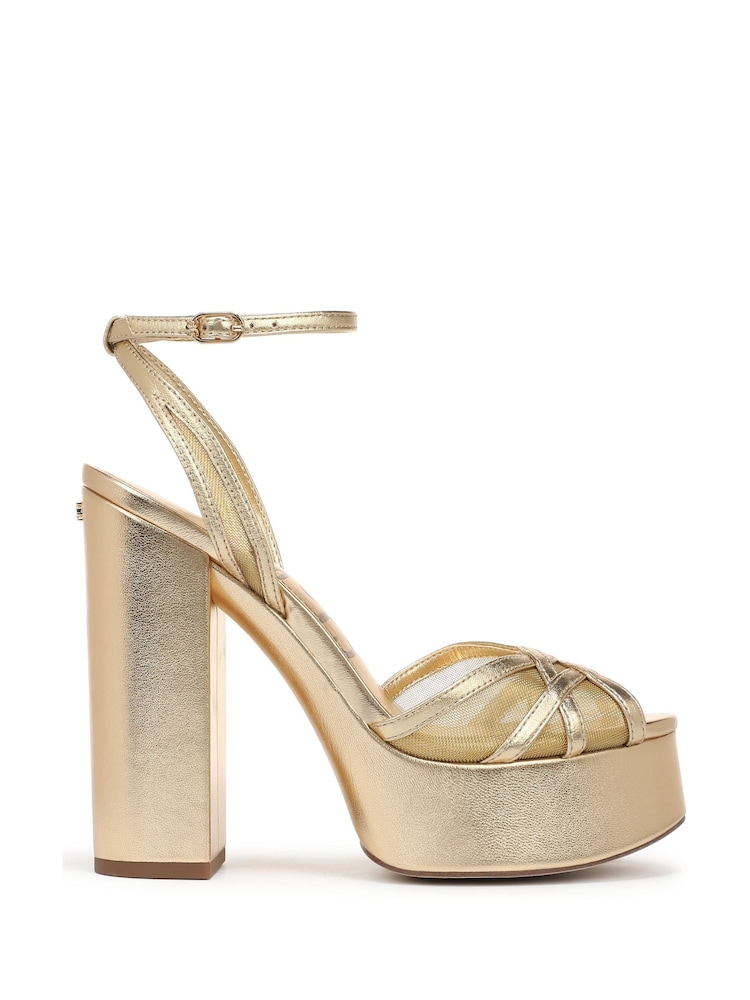 Sam Edelman Sandy Regular Fit Strappy Gold Sandals - Image 1 of 7
