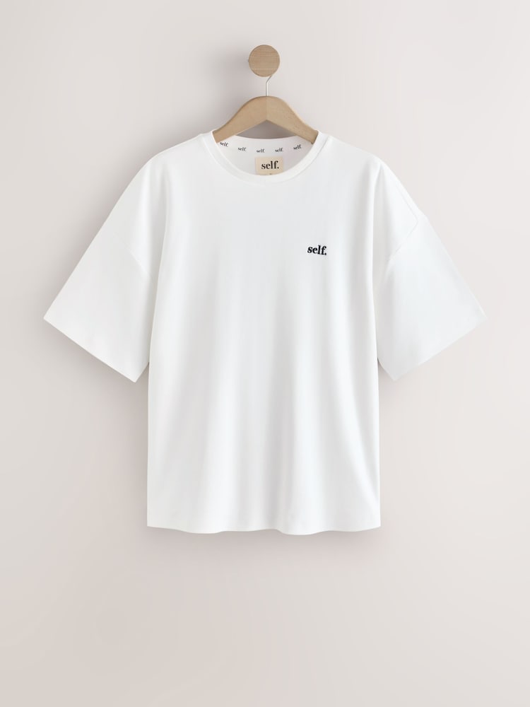 self. White Oversized Short Sleeve T-Shirt - Image 1 of 3