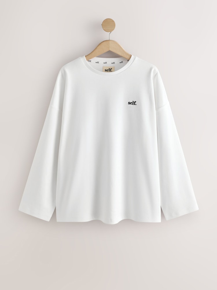self. White Oversized Long Sleeve Top - Image 1 of 3