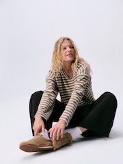 self. Brown Stripe Thermal V-Neck Long Sleeve T-Shirt - Image 4 of 4