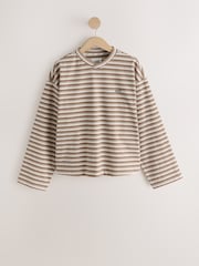 self. Brown Stripe Thermal V-Neck Long Sleeve T-Shirt - Image 5 of 7