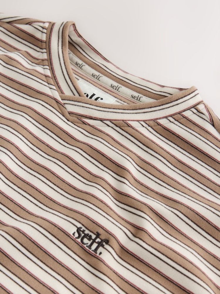 self. Brown Stripe Thermal V-Neck Long Sleeve T-Shirt - Image 7 of 7