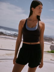 self. Chocolate Brown Side Stripe Shorts - Image 1 of 9