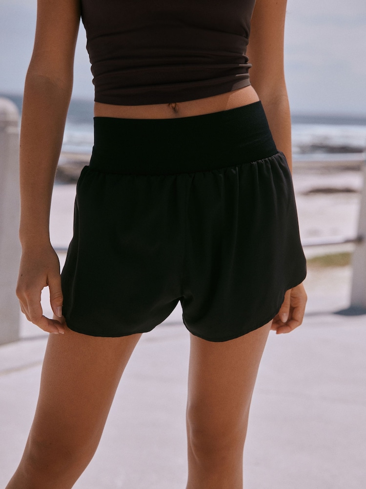 self. Chocolate Brown Side Stripe Shorts - Image 2 of 9