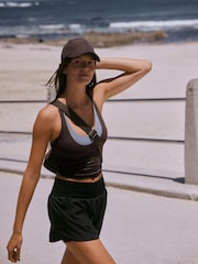 self. Chocolate Brown Side Stripe Shorts - Image 6 of 9
