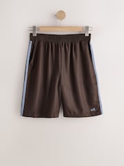 self. Chocolate Brown Side Stripe Shorts - Image 7 of 9