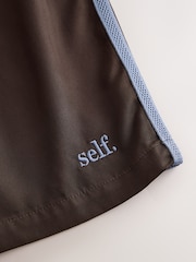self. Chocolate Brown Side Stripe Shorts - Image 8 of 9