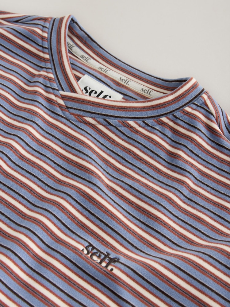 self. Blue Stripe Thermal V-Neck Long Sleeve T-Shirt - Image 8 of 8