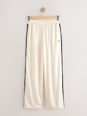 self. Ecru Wide Leg Viscose Blend Track Trousers With Side Stripe - Image 6 of 9