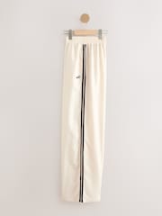 self. Ecru Wide Leg Viscose Blend Track Trousers With Side Stripe - Image 7 of 9