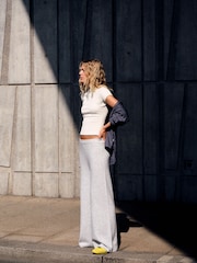 self. Grey Knitted Wide Leg Joggers - Image 2 of 8