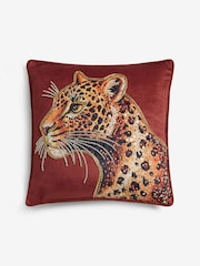 Orange 35x35 Embellished Leopard Cushion - Image 3 of 4