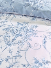 Catherine Lansfield Blue Antoinette Damask Floral Duvet Cover Set - Image 4 of 5