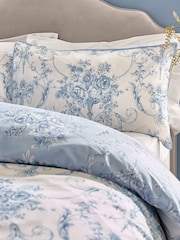 Catherine Lansfield Blue Antoinette Damask Floral Duvet Cover Set - Image 5 of 5