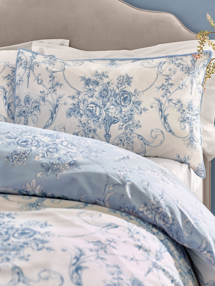 Catherine Lansfield Blue Antoinette Damask Floral Duvet Cover Set - Image 5 of 5