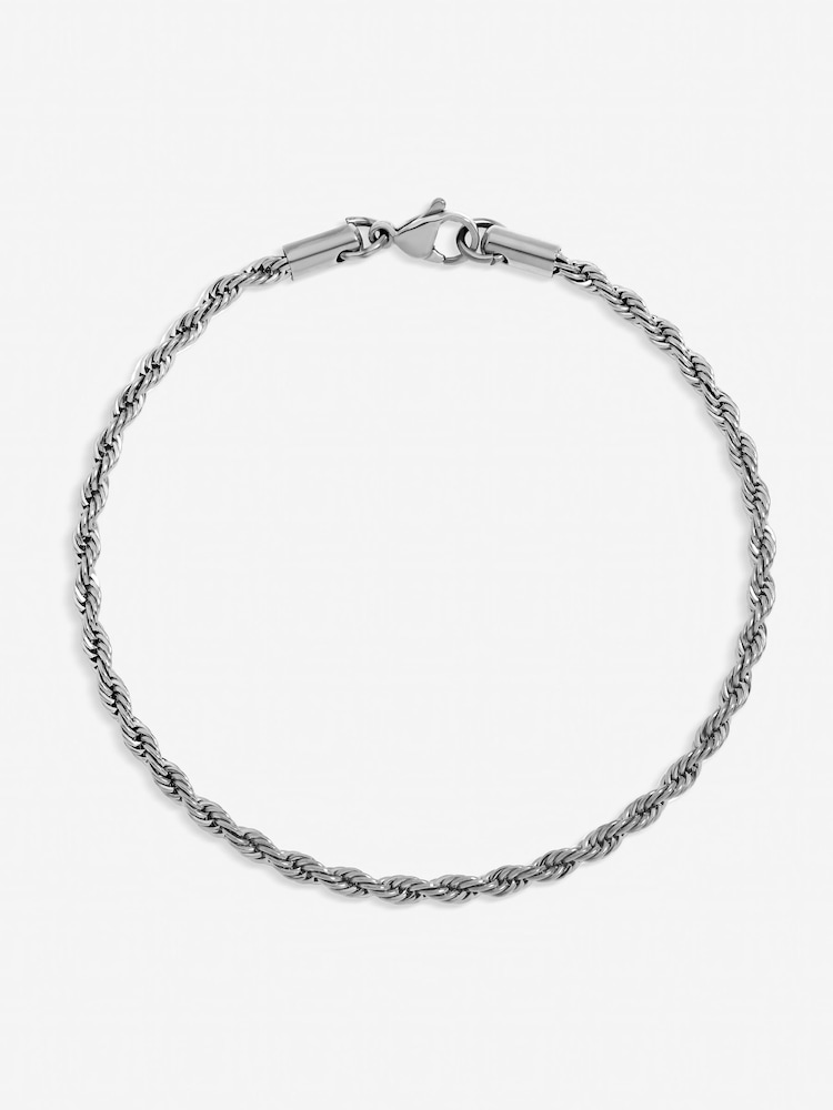 Inicio Silver Tone Steel Waterproof Twist Rope Bracelet - Image 1 of 4 Inicio Silver Tone Steel Waterproof Twist Rope Bracelet - Image 1 of 4