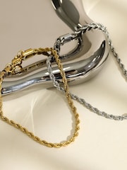 Inicio Silver Tone Steel Waterproof Twist Rope Bracelet - Image 2 of 4