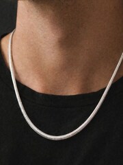 Inicio Silver Tone Steel Waterproof Snake Chain Necklace - Image 3 of 4
