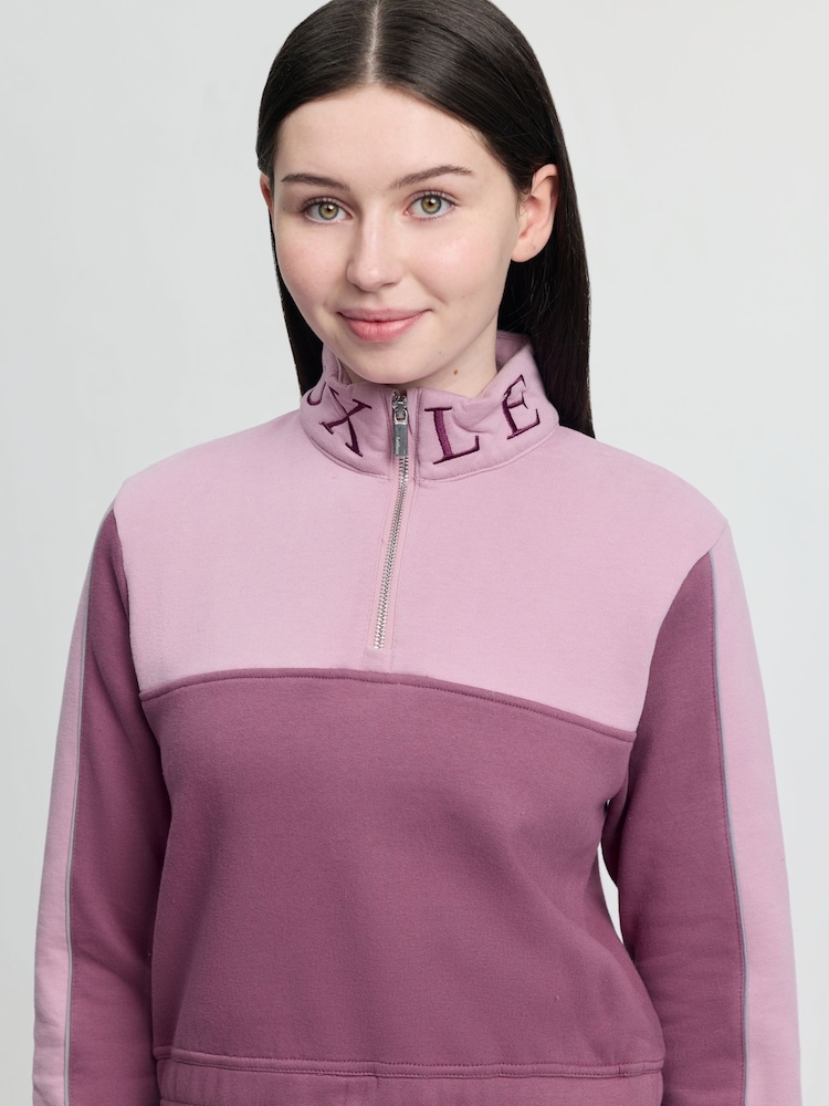 LeMieux Pink Young Rider Cropped Kate Quarter Zip Mallow Jumper - Image 2 of 3