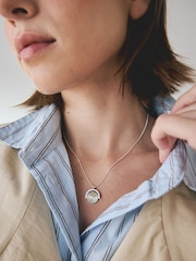 Silver Tone Waterproof Stainless Steel Spinner Necklace - Image 3 of 6