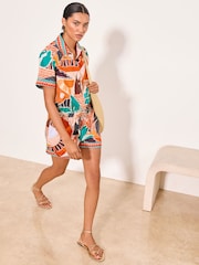 Lipsy Orange Tropical Printed Shorts - Image 5 of 5