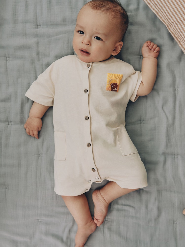 Neutral Sunshine Seminal Printed Button Through Baby Romper - Image 2 of 13 Neutral Sunshine Seminal Printed Button Through Baby Romper - Image 2 of 13