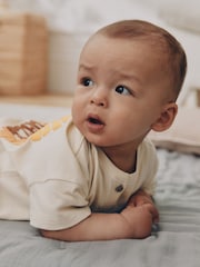 Neutral Sunshine Seminal Printed Button Through Baby Romper - Image 3 of 13