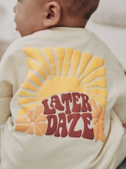 Neutral Sunshine Seminal Printed Button Through Baby Romper - Image 5 of 13