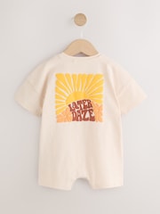 Neutral Sunshine Seminal Printed Button Through Baby Romper - Image 7 of 13