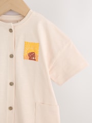 Neutral Sunshine Seminal Printed Button Through Baby Romper - Image 8 of 13