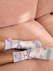 Purple Snowman Christmas Cosy Socks - Image 2 of 5