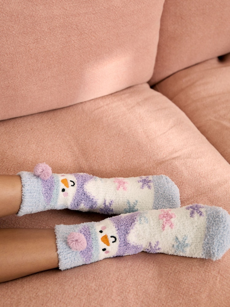 Purple Snowman Christmas Cosy Socks - Image 2 of 5 Purple Snowman Christmas Cosy Socks - Image 2 of 5